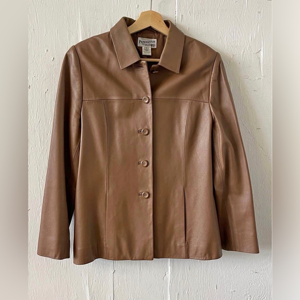 Pendleton Women's 100% Leather Jacket Soft Brown … - image 1